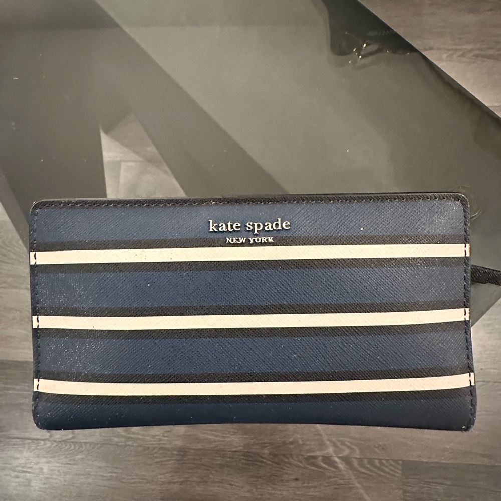 Kate Spade Women’s Blue and Cream Stripe Wallet